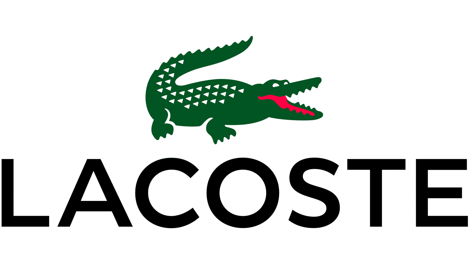 Lacoste uses their crocodile and typography as their logos