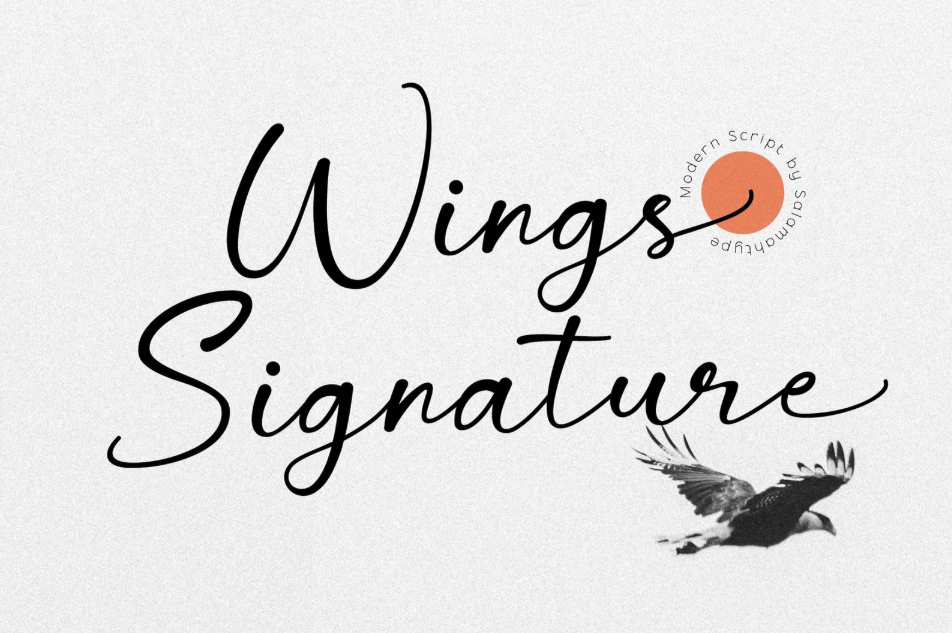 2. Wings Signature – Elegant Script